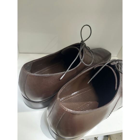 Louis Vuitton Damier Brown Leather Lace-Up Dress Shoes Size 40,5 - Picture 3 of 5